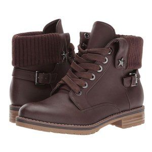 Tommy Hilfiger women's size 9.5 sweater cuffed leather ORANDA winter combat boot